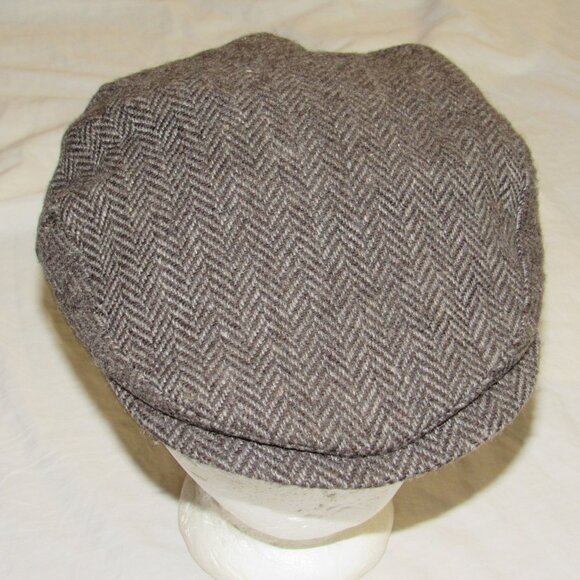 Vintage Abercrombie Fitch Herringbone Wool Cap Hat News Boy Snap XL Cabbie USA - Picture 3 of 6
